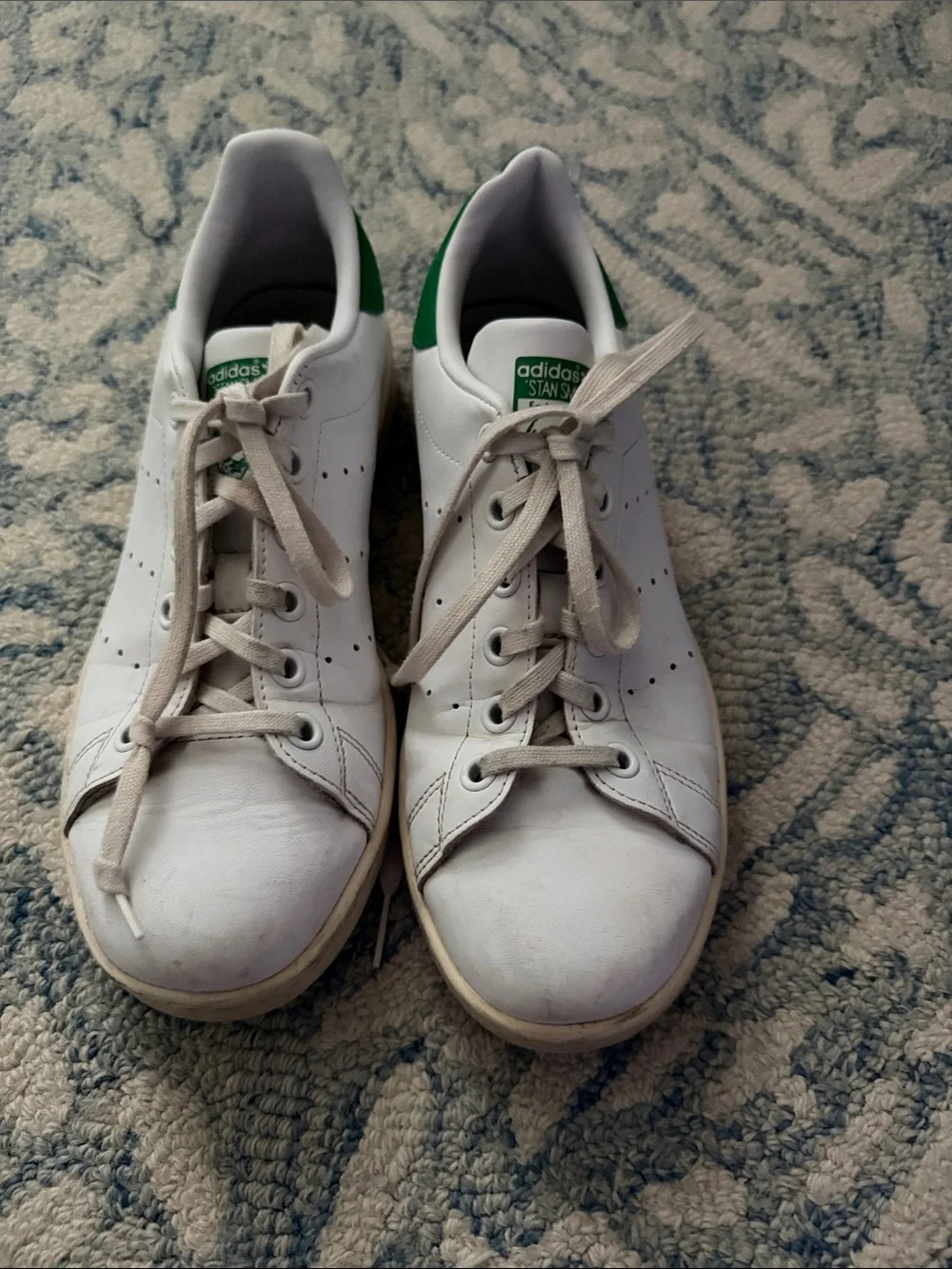 adidas White Leather Sneakers with Green Heel Tab